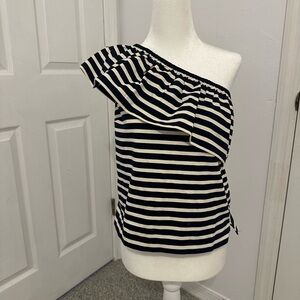 J Crew Striped One-Shoulder Women's Top